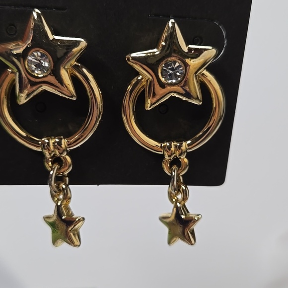 Gold Star Dangle Earrings - Picture 6 of 8